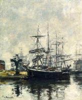 Boudin, Eugene - Le Havre, Sailboats at Dock, Basin de la Barre